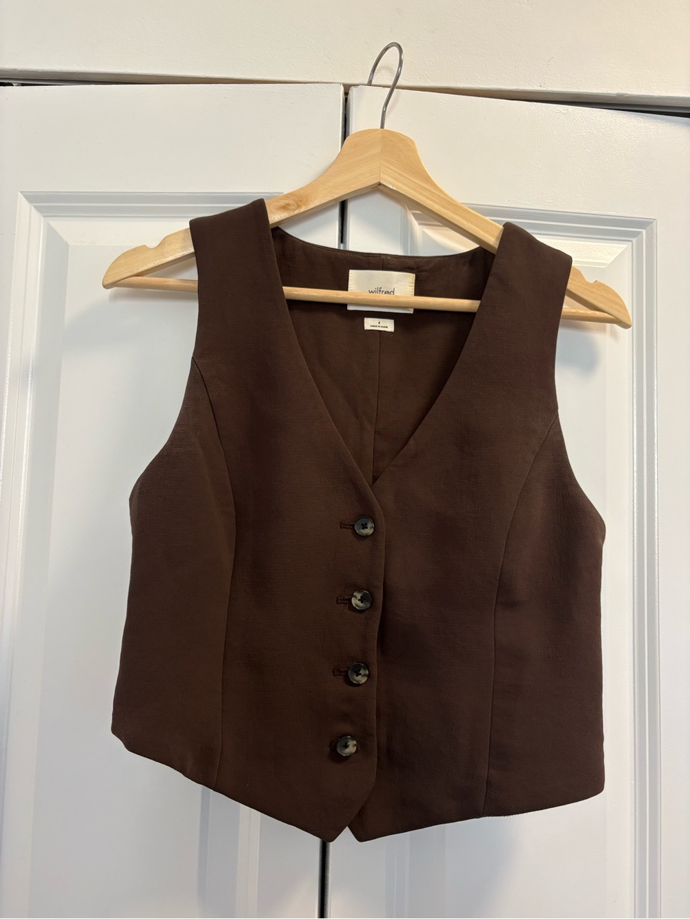 Wilfred Chocolate Brown Button-Front V-Neck Vest